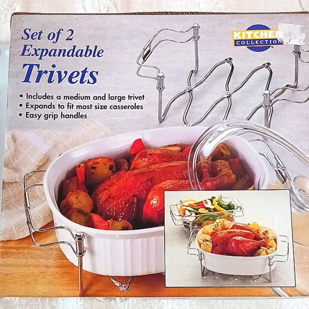 Kitchen Collections Set of 2 Expandable Silvetone Trivets